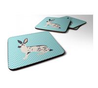 """"Caroline's Treasures English Spot Rabbit Blue Check Decorative Coasters 3.5"""""""" Multicolor""""