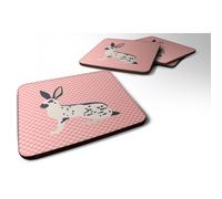 """"Caroline's Treasures English Spot Rabbit Pink Check Decorative coasters 3.5 Multicolor""""