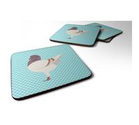 """"Caroline's Treasures German Modena Pigeon Blue Check Decorative Coasters 3.5"""""""" Multicolor""""