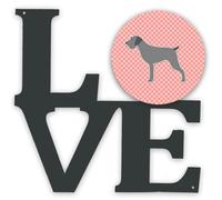 """"Caroline's Treasures German Wirehaired Pointer Checkerboard Pink Metal Artwork Love wall-decor Multicolor""""