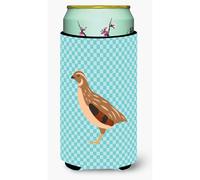 """"Caroline's Treasures Golden Phoenix Quail Blue Check Decorative Can Hugger Tall Boy Multicolor""""