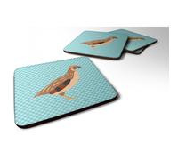 """"Caroline's Treasures Golden Phoenix Quail Blue Check Decorative coasters 3.5 Multicolor""""