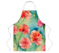 Caroline's Treasures Grembiule da cucina con garofani in acquerello, per cucinare e fare giardinaggio, unisex, grande, multicolore