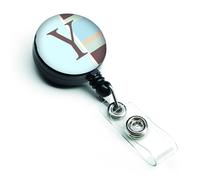 """"Caroline's Treasures Letter Y Initial Monogram Blue Stripes Retractable Badge Reel Multicolor (CJ1003-YBR)""""