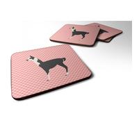 """"Caroline's Treasures Llama Q' Ara Pink Check Decorative coasters 3.5 Multicolor""""