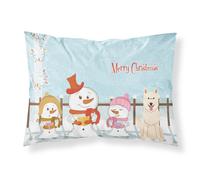 """"Caroline's Treasures Merry Christmas Carolers White German Shepherd Fabric Standard Pillowcase BB2376PILLOWCASE Multicolor""""