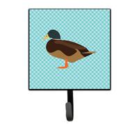 """"Caroline's Treasures Silver Bantam Duck Blue Check Wall Hook Small Multicolor""""