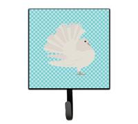 """"Caroline's Treasures Silver Fantail Pigeon Blue Check Wall Hook Small Multicolor""""