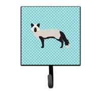 """"Caroline's Treasures Silver Fox Blue Check Wall Hook Small Multicolor""""
