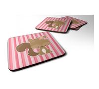 """"Caroline's Treasures Squirrel with Flowers Foam Coaster Set of 4 3.5 Multicolor""""