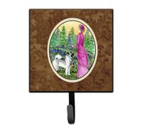 """"Caroline's Treasures SS8154SH4 Lady with Her Norwegian Elkhound Leash Holder or Key Hook Small Multicolor""""