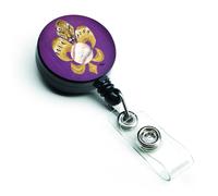""""Caroline's Treasures Tiger Fleur de lis Baseball Retractable Badge Reel Multicolor (8476BR)""""