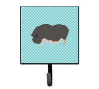 """"Caroline's Treasures Vietnamese Pot-Bellied Pig Blue Check Wall Hook Small Multicolor""""