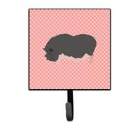 """"Caroline's Treasures Vietnamese Pot-Bellied Pig Pink Check Wall Hook Small Multicolor""""
