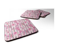 """"Caroline's Treasures Watercolor Pink Flowers Grey Stripes Decorative coasters 3.5 Multicolor""""