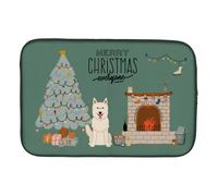 """"Caroline's Treasures White German Shepherd Christmas Everyone dish-drying-mats 14 x 21 Multicolor""""