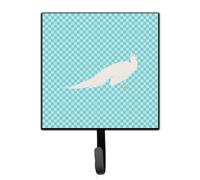 """"Caroline's Treasures White Peacock Peafowl Blue Check Wall Hook Small Multicolor""""