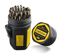 CaRoller - Set di 29 punte per trapano, in acciaio cobalto M35 (1/16" - 1/2" X 64ths), gambo rotondo a 135 gradi con tre piatti