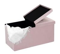 CAROLMADE Panca ottomana con coperchio ribaltabile, in velluto, pieghevole, con contenitore, per soggiorno, può contenere fino a 150 kg, rosa