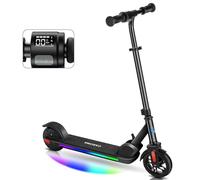 Caroma Monopattino elettrico per Bambini dai 8 ai 12 anni, Motore da 150W, 17 km/h, 80 Minuti di Autonomia, Velocità E altezza Regolabili, Luci Colorate, Display a LED, Ragazzi