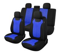 CAROMOP Coprisedili per auto 3D in tessuto a rete d'aria, set completo, lavabili e traspiranti, coprisedili per interni di auto, universali, per auto, berline, camion, SUV (nero/blu)