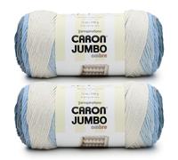 Caron CAR Jumbo Ombre - Gomitolo di filato per jeans, effetto sbiadito, confezione da 2 da 340 g, 100% acrilico, pettinato, #4 (medio), 500 m, per lavori a maglia/uncinetto