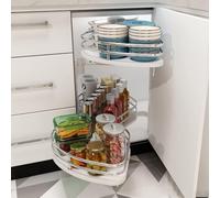 Carosello angolare da cucina girevole a doppio strato, salvaspazio, adatto per 800 mm e 1000 mm, design push-pull per un facile accesso e nization