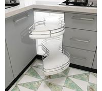 Carosello angolare da cucina girevole estraibile, soluzione a doppio ripiano per armadi ad angolo cieco da 800/1000 mm, salvaspazio per un facile accesso e nizzazione