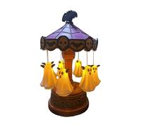 Carosello con luci fantasma, lampada a forma di piccolo fantasma, kit per Halloween, decorazione per interni, ricaricabile, vintage, carosello decorativo per feste di Halloween o regalo (multicolore)