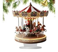 Carosello di Natale - Scena del villaggio di Natale, ornamenti natalizi musicali, carosello di Natale, giostra rotante | Carosello decorativo per la casa | Scena del villaggio per Natale