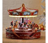 Carosello musicale natalizio con luci a LED, scena rotante e musica, perfetto per la casa e la decorazione delle vacanze