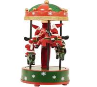 Carosello Natalizio Giostra grande H60 cm con Luci e Movimento carillon | Giostrina Cavallucci e Babbo Natale Verde Rosso Oro rotande Decorazione casa