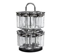 Je Cherche Une Idee KB5669 Carosello per spezie a 2 Piani, 16 barattoli, Vetro/plastica, Chiaro/Nero, 31 x 16 cm