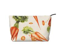 Carote disegnate a mano ad acquerello, Borsa per cosmetici in velluto a coste Borsa per il trucco Borsa da viaggio portatile