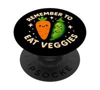 Carote e piselli carini "Ricordati di mangiare verdure" PopSockets PopGrip Adesivo