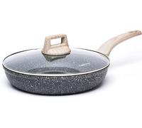 CAROTE Padella antiaderente da 20 cm con coperchio, padella antiaderente in granito per omelette, padella per uova in pietra, padella da cuoco, senza PFOS e PFOA