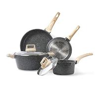 CAROTE Set di pentole in granito, set di 6 pentole e padelle antiaderenti, set di pentole in pietra antiaderente (granito classico, pentole per fornelli a induzione)