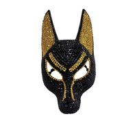 carotoe Anubi egiziano, con strass e strass, accessorio per costume da dio egiziano della morte, accessorio per costume di Halloween per feste in maschera, Nero , Taglia unica
