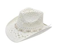 carotoe Cappello da sole occidentale con fascia regolabile ampio bordo protettivo cappello unisex per il sole per le donne spiaggia essenziale viaggi amichevole pieghevole, bianco, M