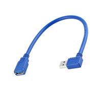 carotoe Cavo di prolunga USB da maschio a femmina da 30 cm con spina laterale curva, cavo USB-a blu per accesso alla porta dello spazio stretto quotidiano