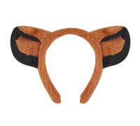 carotoe Cerchietto per orecchie di leone, coda di peluche, papillon set di cerchio per cani gonna a rete marrone per cosplay, Halloween, cosplay