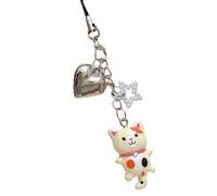 carotoe Ciondolo multiuso fatto a mano a forma di gatto con perline, grazioso cinturino per telefono, accessorio elegante portatile per decorazione alla