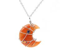 carotoe Collana di cristallo con luna crescente e filo avvolto pietre preziose naturali ciondolo catena clavicola decorazione gioielli
