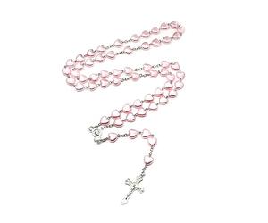 carotoe Collane con rosario cattolico a forma di cuore, croce, amuleti religiosi, per donne e ragazze, idea regalo, rosario, collane per donne