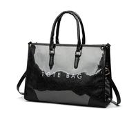 carotoe Elegante borsa a tracolla in PVC con stampa di lettere con manico ergonomico e tracolla regolabile per un comodo trasporto borsa della spesa, Nero