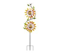 carotoe Girandola a vento con girasoli da giardino, per esterni, prato, cortile, resistente alle intemperie, in ferro, rotante con girasoli dinamici in ferro