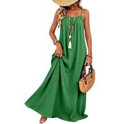 carotoe Maxi abito da spiaggia largo da donna aperto sulla schiena da spiaggia maxi abito da vacanza fluida, Verde, M