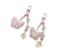 carotoe Portachiavi con ciondolo a forma di cuore a forma di farfalla, ciondolo per borsa o telefono, da donna, per zaino, borsa, bella decorazione