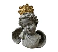 carotoe Statuetta ornamentale a forma di testa in resina, stile antico, con corone dorate, ideale per esposizione da tavolo, per interni ed esterni, statua da giardino impermeabile
