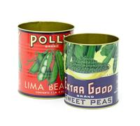 Carousel Home Set di 2 barattoli di latta in stile retrò vintage per piselli | 2 pezzi Replica di barattoli per alimenti decorativi in scatola | Barattoli in metallo